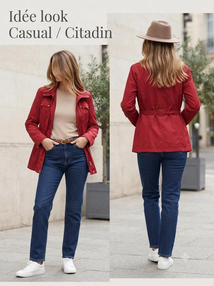 ♀Veste mi-saison / Manteau ligero rojo Saturno (T. 44/48) – photo 7